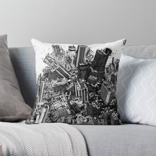 Akira cyberpunk city explosion manga strip Throw Pillow RB0908 product Offical akira Merch